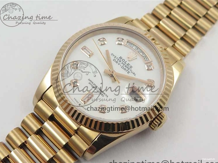 Day-Date Dial President RG on 128239 MOP Best Bp Edition Maker White Crystral Markers 36 Bracelet RG 0715